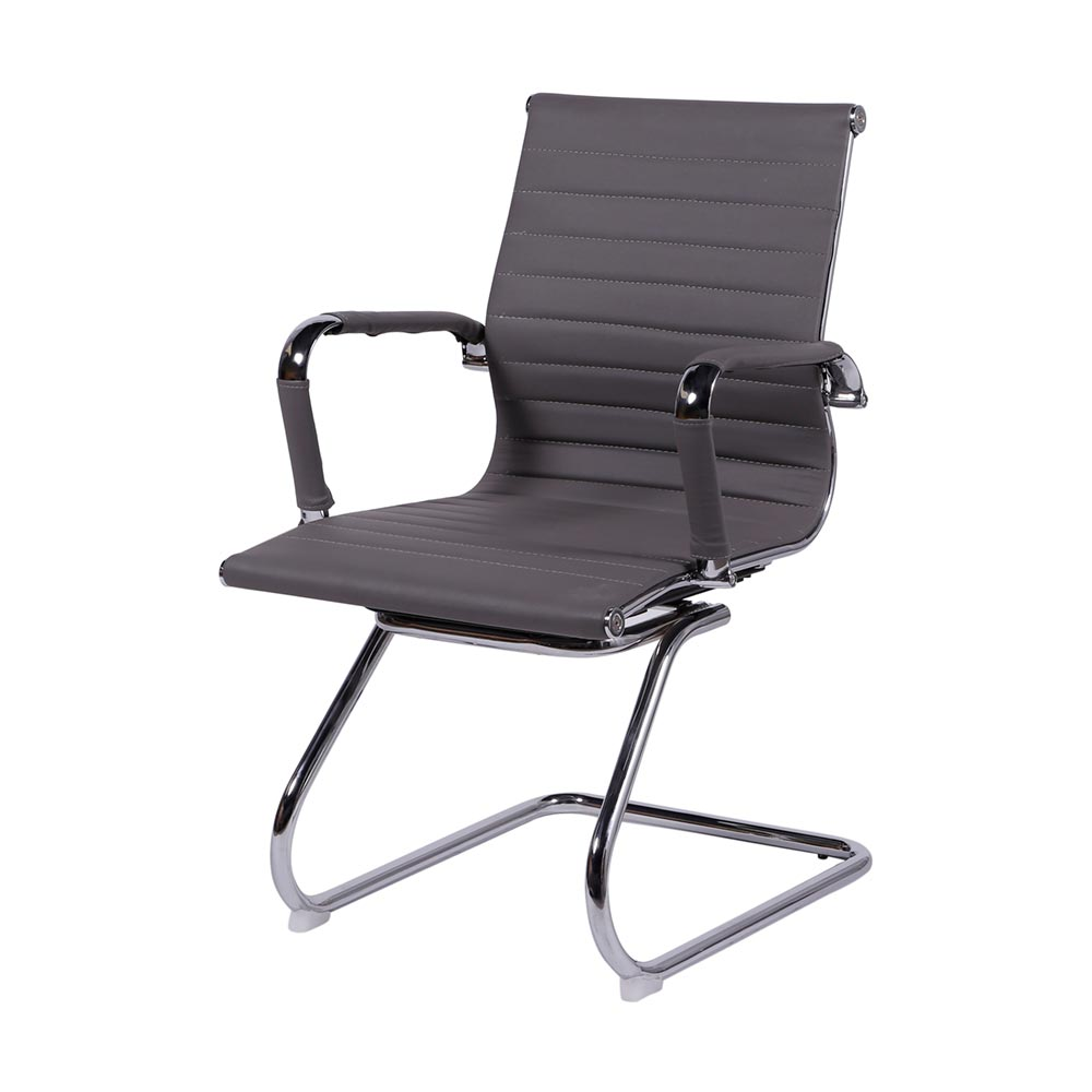 Cadeira de Escritório Eames Esteirinha Baixa Fixa - PU Cinza Cadeira de Escritório Eames Esteirinha Baixa Fixa - PU Cinza