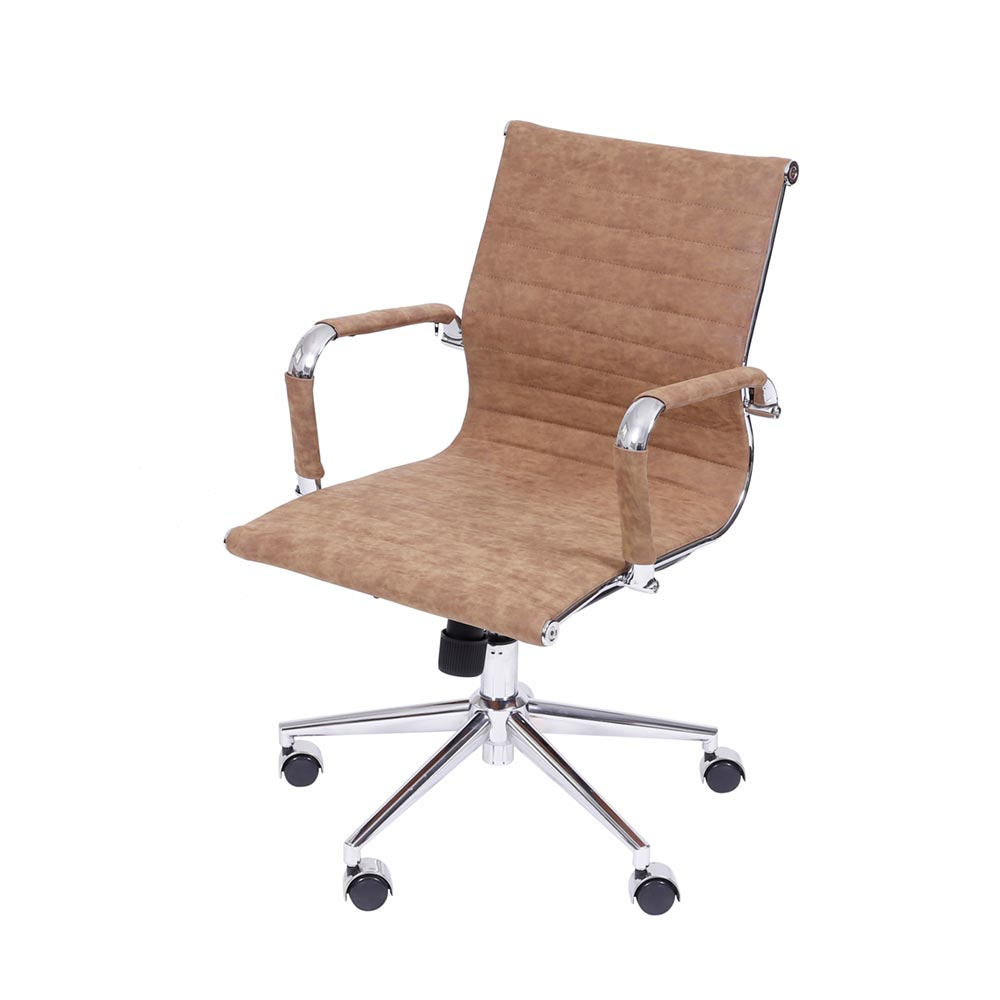 Cadeira de Escritório Eames Esteirinha Baixa - PU Caramelo Retrô Cadeira de Escritório Eames Esteirinha Baixa - PU Caramelo Retrô