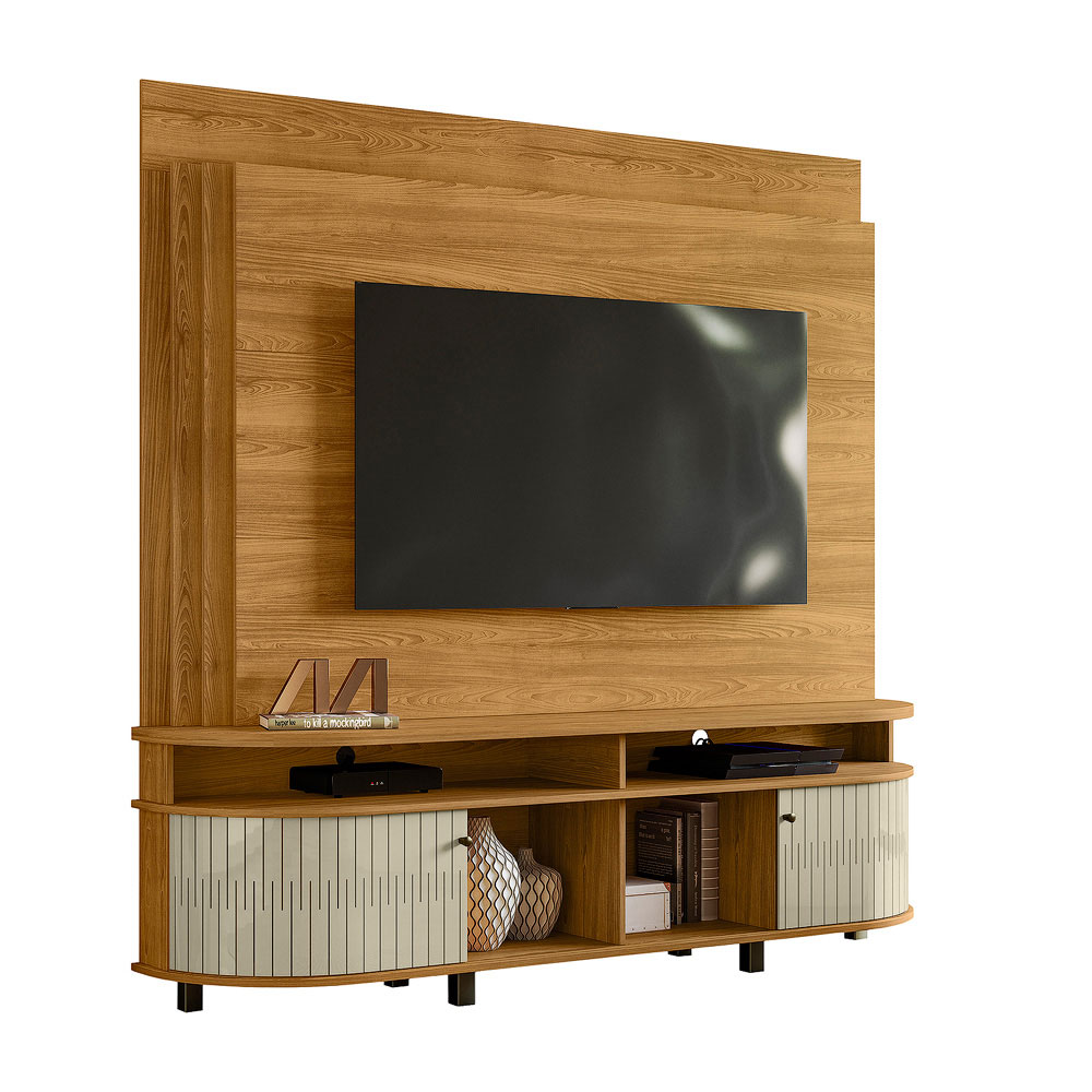 Estante Painel de TV 65 Polegadas 183cm Jude Cumaru/Opala - Pallazio Estante Painel de TV 65 Polegadas 183cm Jude Cumaru/Opala - Pallazio