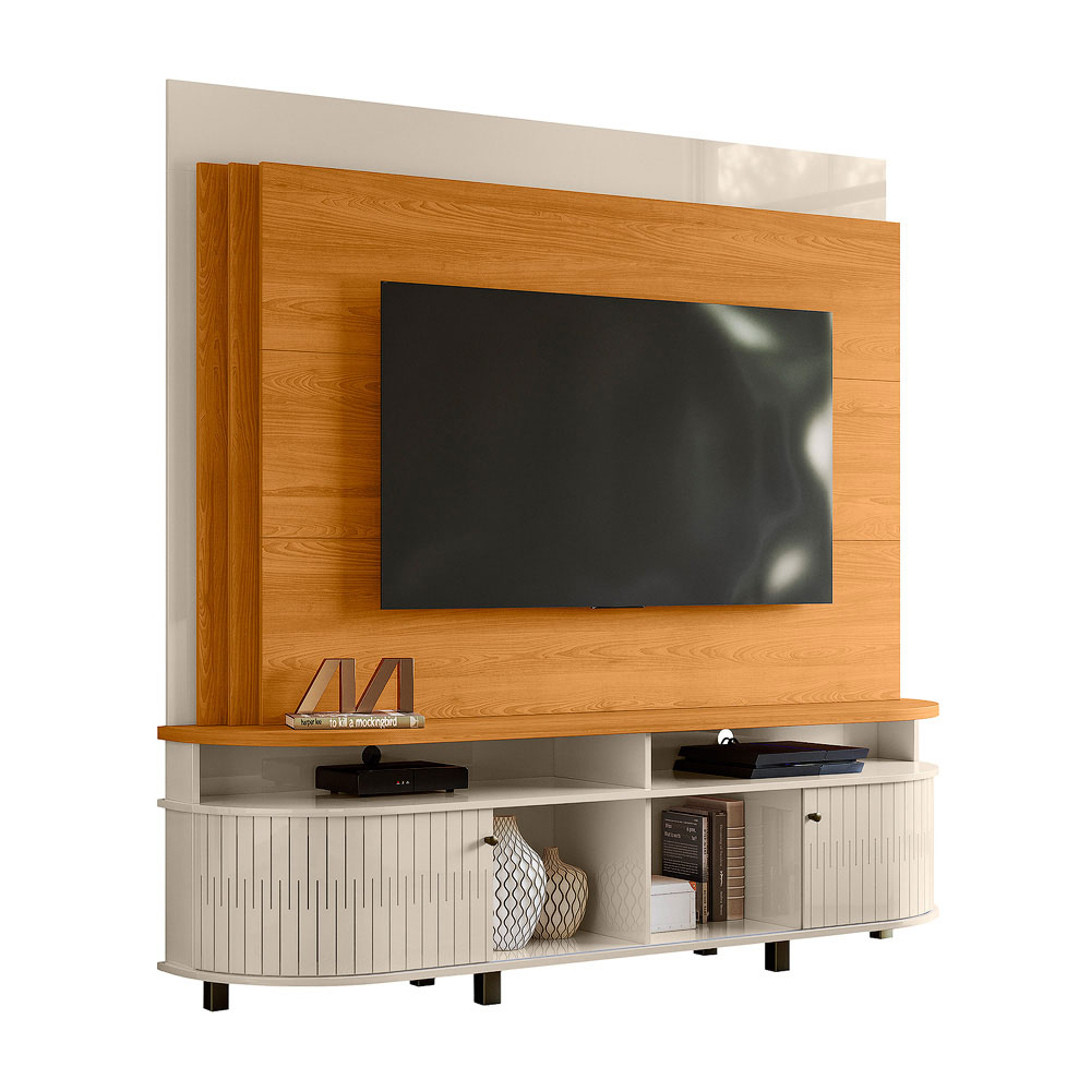 Estante Painel de TV 65 Polegadas 183cm Jude Cinamomo/Off White - Pallazio Estante Painel de TV 65 Polegadas 183cm Jude Cinamomo/Off White - Pallazio