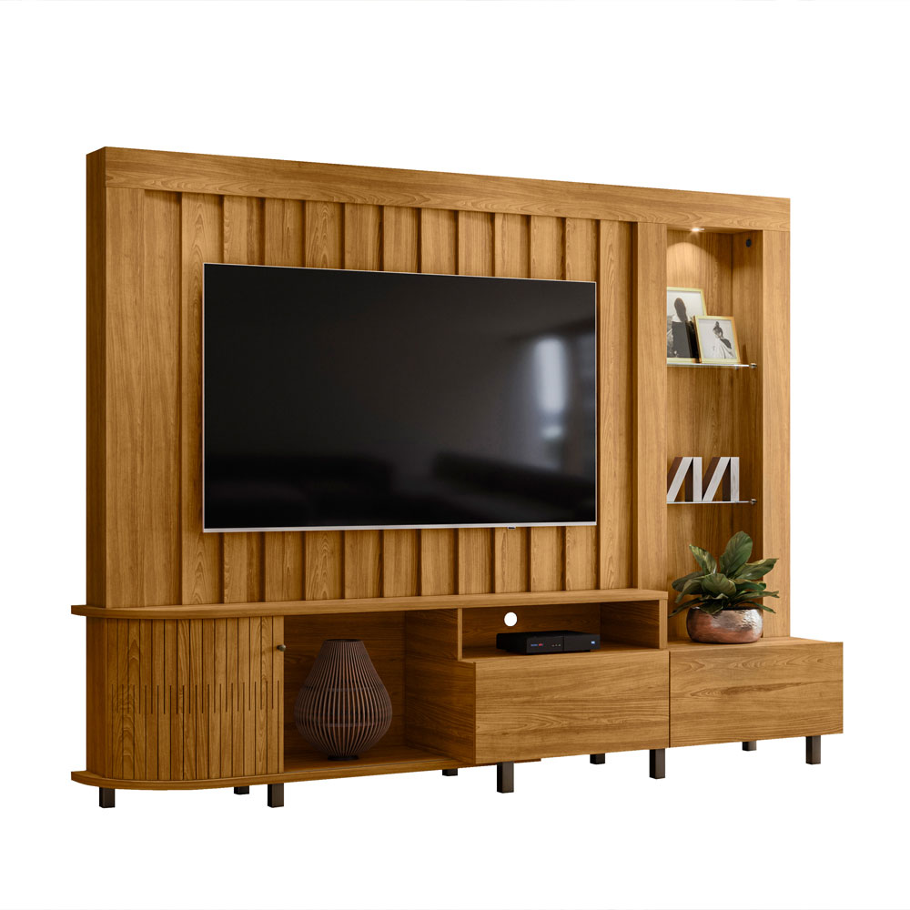 Estante Painel de TV 70 Polegadas 242cm Kim Cumaru - Pallazio Estante Painel de TV 70 Polegadas 242cm Kim Cumaru - Pallazio