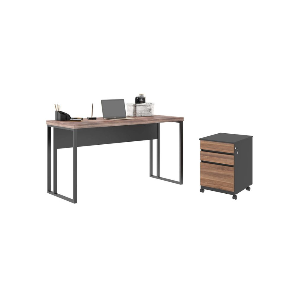 Mesa 1200 com Gaveteiro Formosa Noce Preto Mesa 1200 com Gaveteiro Formosa Noce Preto