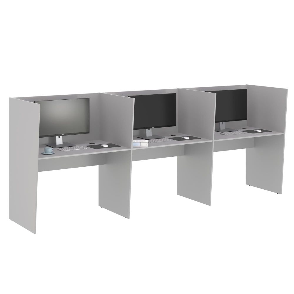 Mesa de Trabalho 3 Lugares Inglaterra Cinza Mesa de Trabalho 3 Lugares Inglaterra Cinza