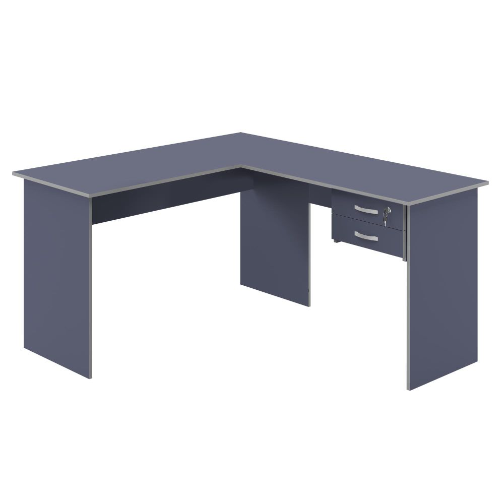 Mesa em L com Gaveta Mantel Azul Mesa em L com Gaveta Mantel Azul