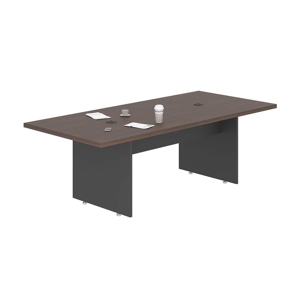 Mesa para Reunião 2,40m Cort Com Caixas Para Tomadas - Freijó e Preto Mesa para Reunião 2,40m Cort Com Caixas Para Tomadas - Freijó e Preto