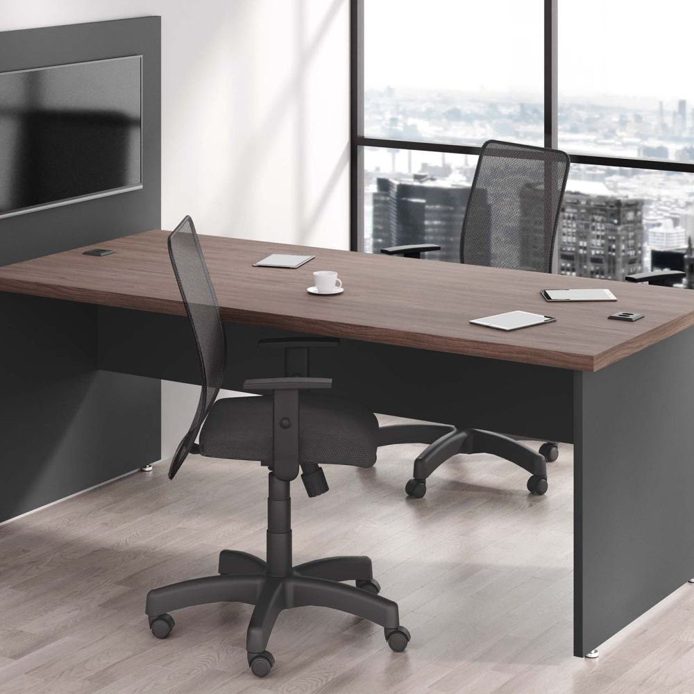 Mesa com Painel Clat Freijo Preto Mesa com Painel Clat Freijo Preto