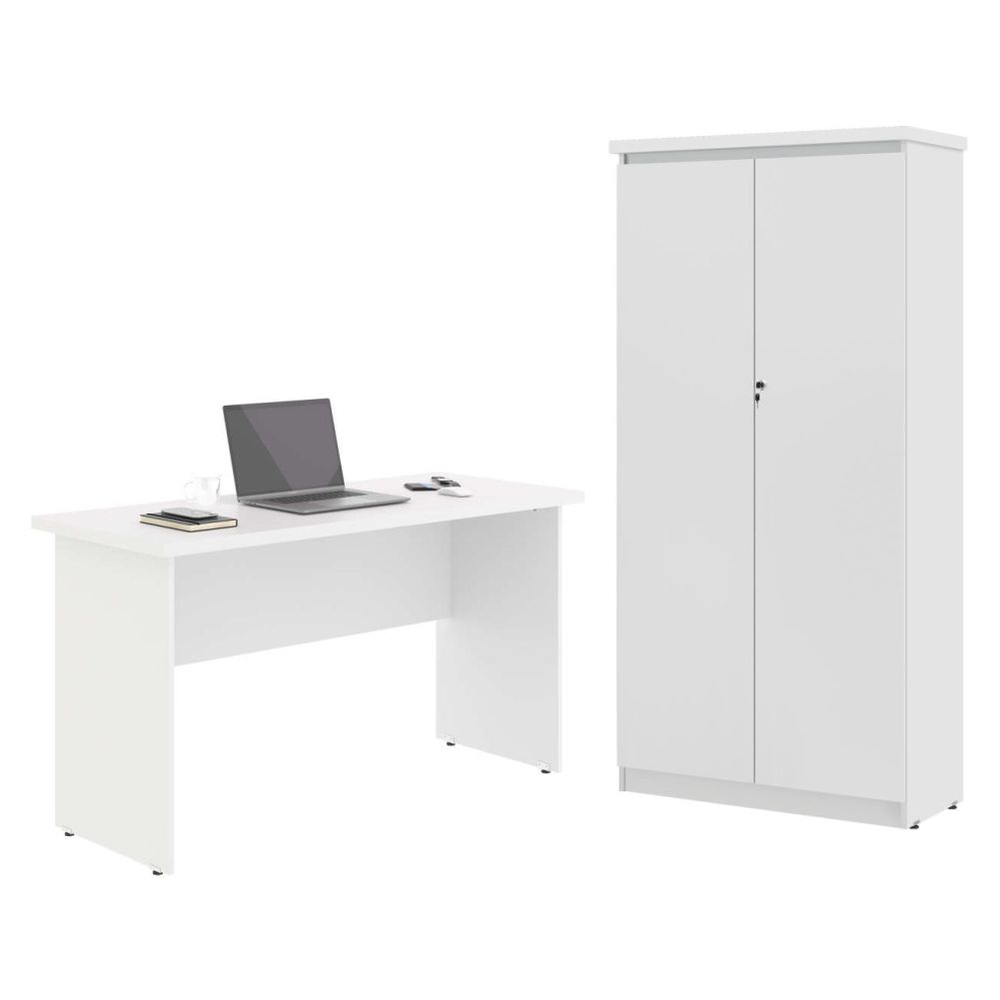 Mesa de Escritorio com Armário 2 Portas Pampulha Branco Mesa de Escritorio com Armário 2 Portas Pampulha Branco