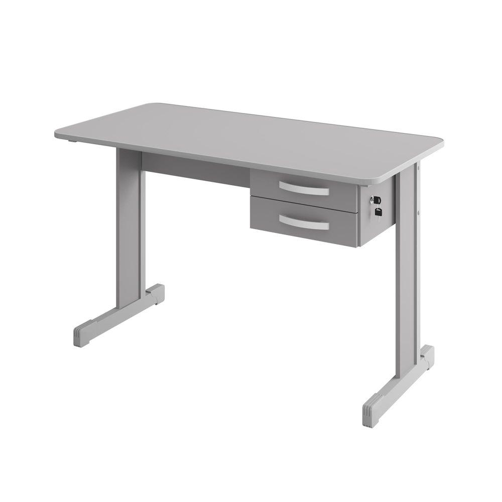 Mesa de Escritório Escrivaninha com 2 Gavetas Boston - Cinza Mesa de Escritório Escrivaninha com 2 Gavetas Boston - Cinza