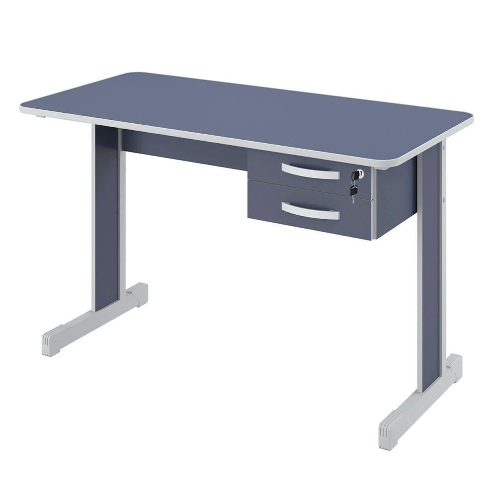 Mesa de Escritório Escrivaninha com 2 Gavetas Boston - Azul Mesa de Escritório Escrivaninha com 2 Gavetas Boston - Azul