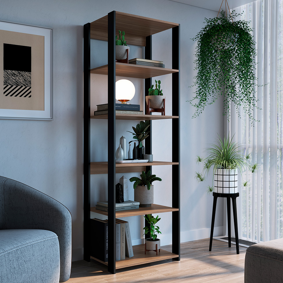 Estante Merlin Preta 183x60 cm Estante Merlin Preta 183x60 cm
