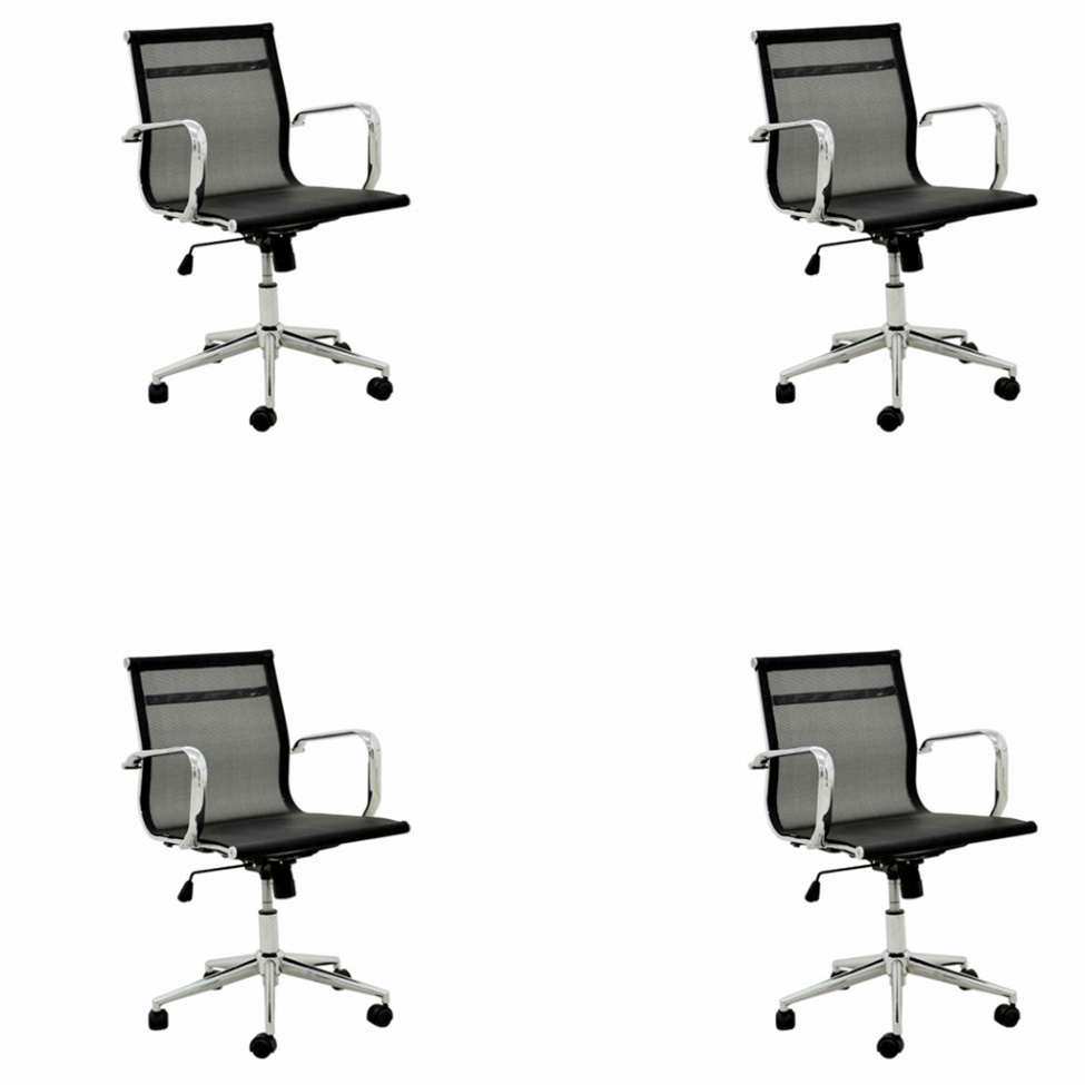 Conjunto com 4 Cadeiras de Escritório Sevilha II Preto Conjunto com 4 Cadeiras de Escritório Sevilha II Preto