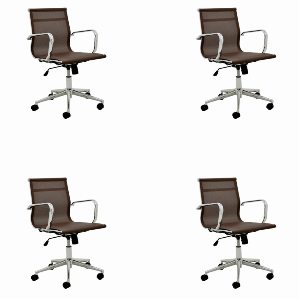 Conjunto com 4 Cadeiras de Escritório Sevilha II Marrom Conjunto com 4 Cadeiras de Escritório Sevilha II Marrom