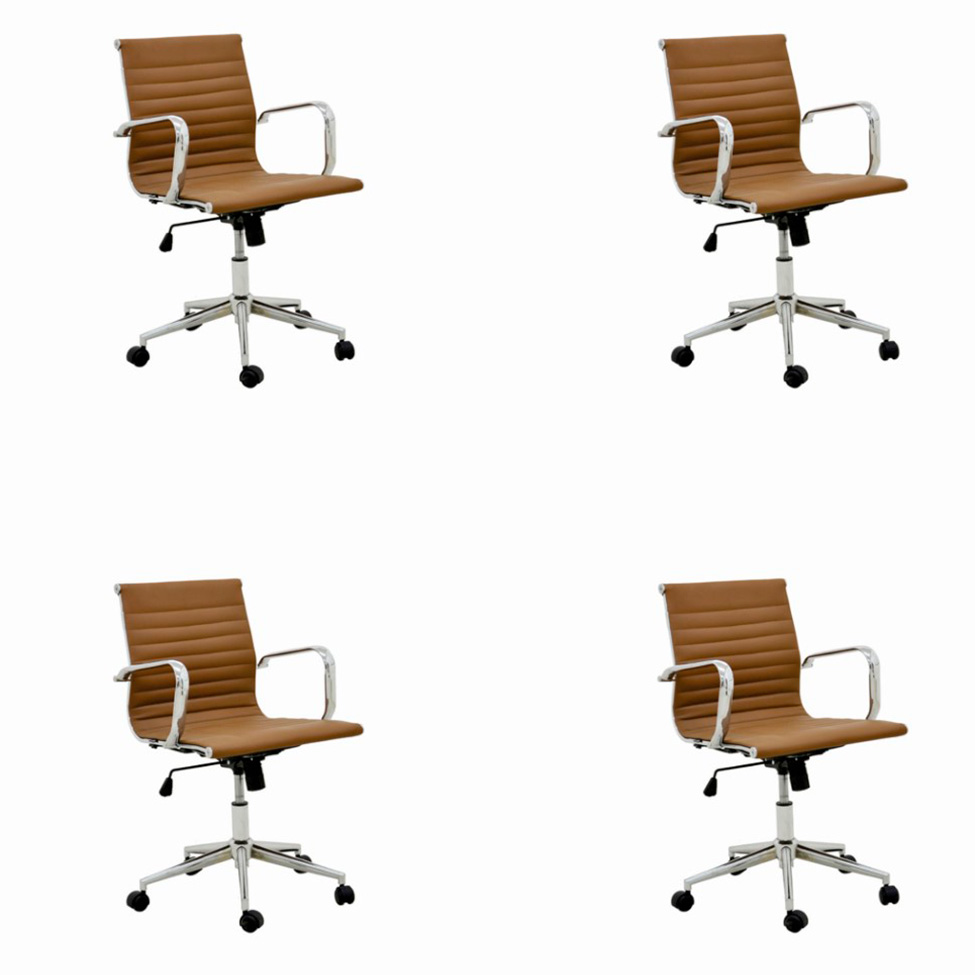 Conjunto com 4 Cadeiras de Escritório Sevilha I Marrom Conjunto com 4 Cadeiras de Escritório Sevilha I Marrom