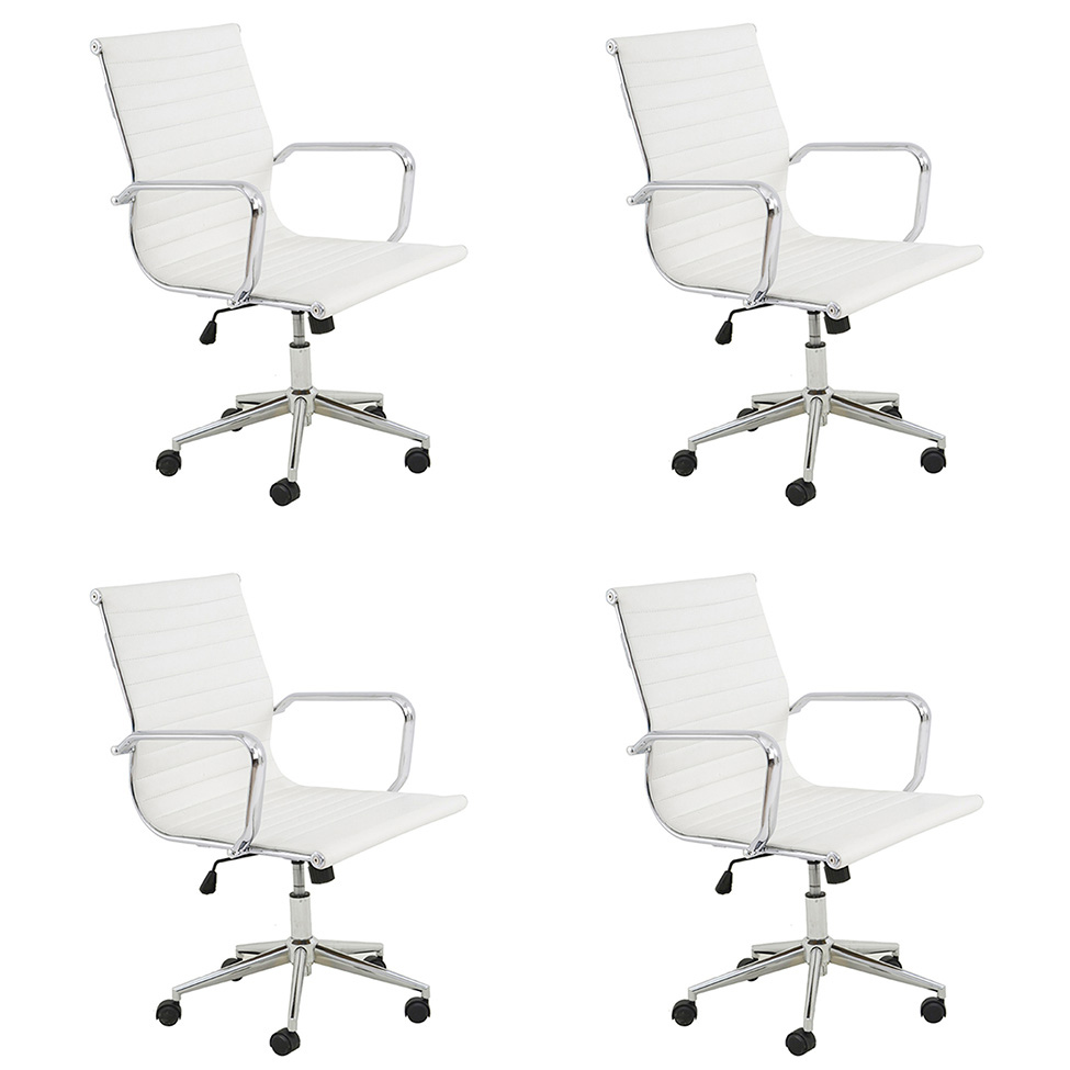 Conjunto com 4 Cadeiras de Escritório Sevilha I Branco Conjunto com 4 Cadeiras de Escritório Sevilha I Branco