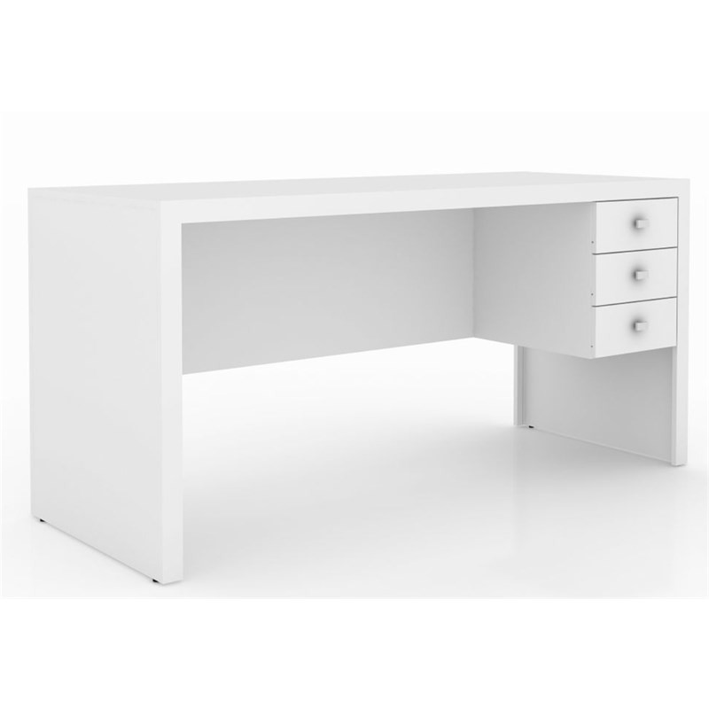 Mesa com 03 Gavetas para Home Office ME4113 Branco - Tecno Mobili Mesa com 03 Gavetas para Home Office ME4113 Branco - Tecno Mobili