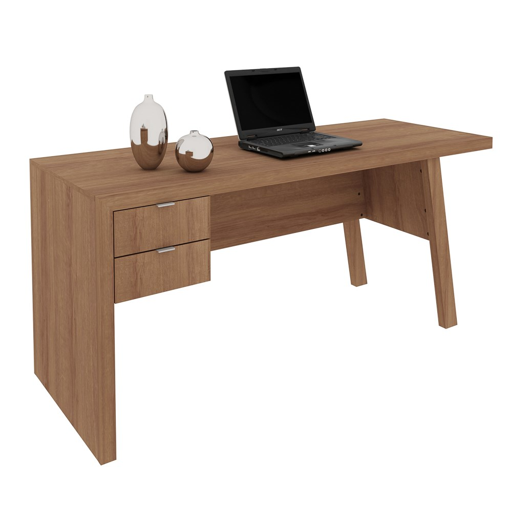 Mesa para Escritório com 02 Gavetas ME4122 Amêndoa - Tecno Mobili Mesa para Escritório com 02 Gavetas ME4122 Amêndoa - Tecno Mobili