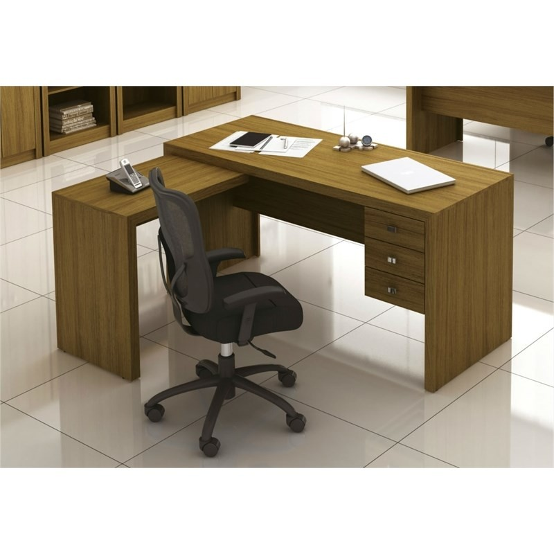 Mesa para Home Office com 03 Gavetas Amêndoa -Tecno Mobili Mesa para Home Office com 03 Gavetas Amêndoa -Tecno Mobili