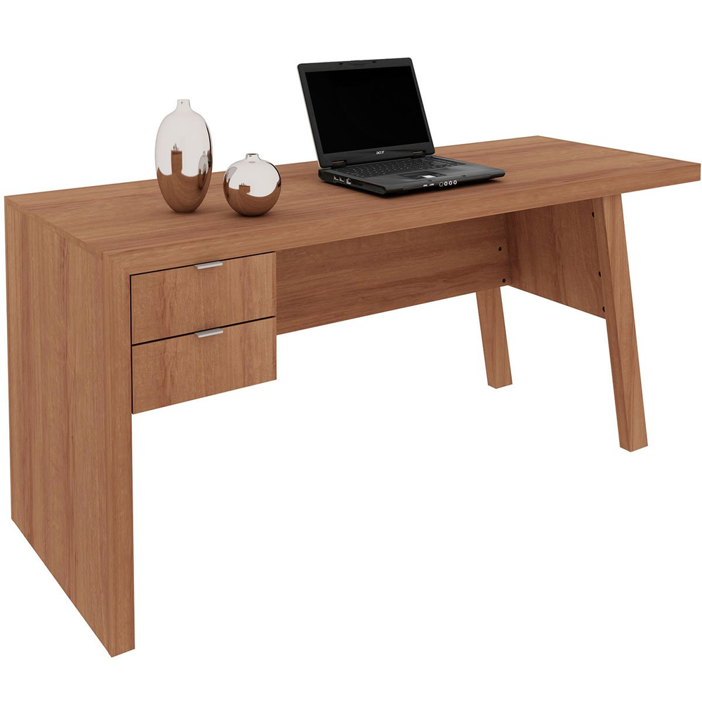 Mesa para Escritório Escrivaninha 2 Gavetas Amêndoa Mesa para Escritório Escrivaninha 2 Gavetas Amêndoa