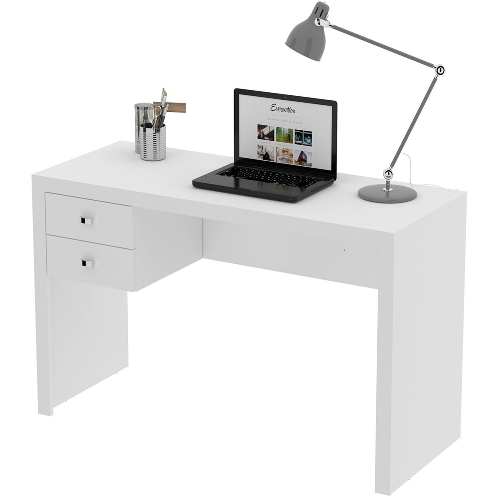 Mesa para Escritório Escrivaninha 2 Gavetas Branco