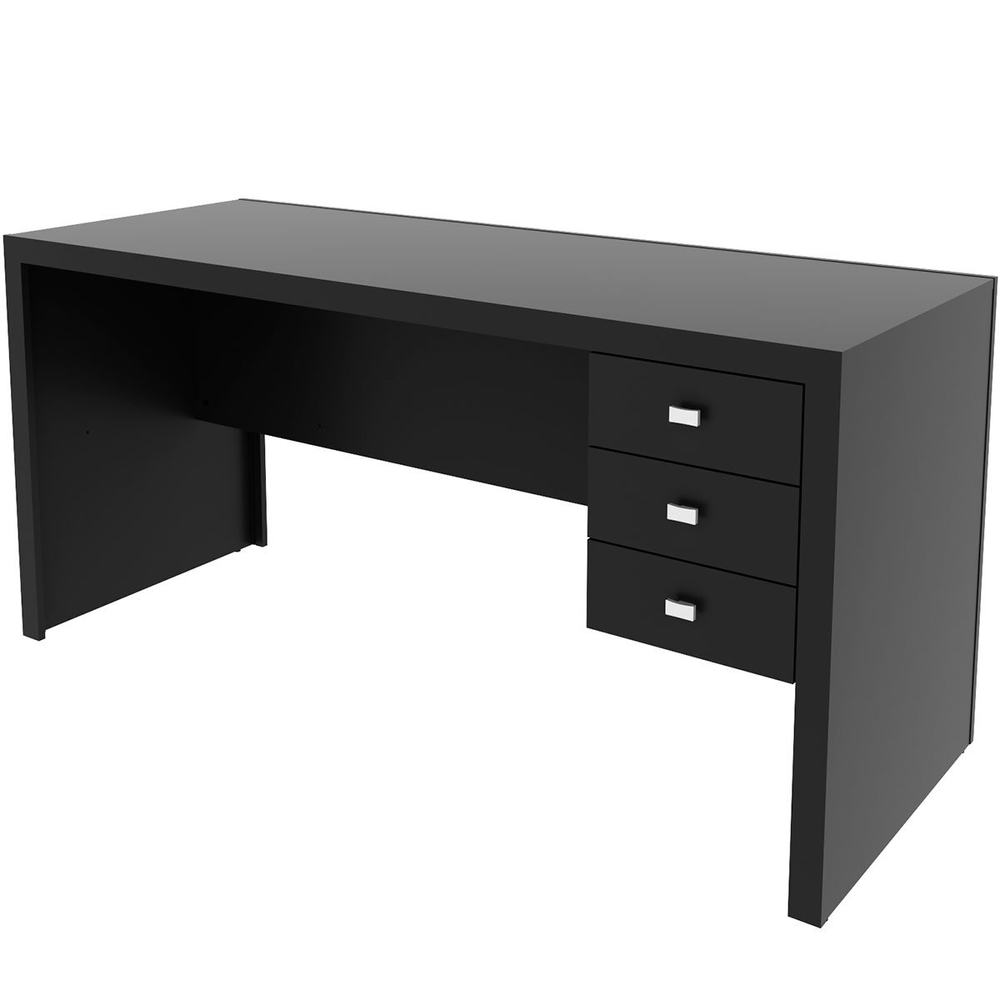Mesa para Escritório Reversível 155 cm 3 gavetas Preto Mesa para Escritório Reversível 155 cm 3 gavetas Preto