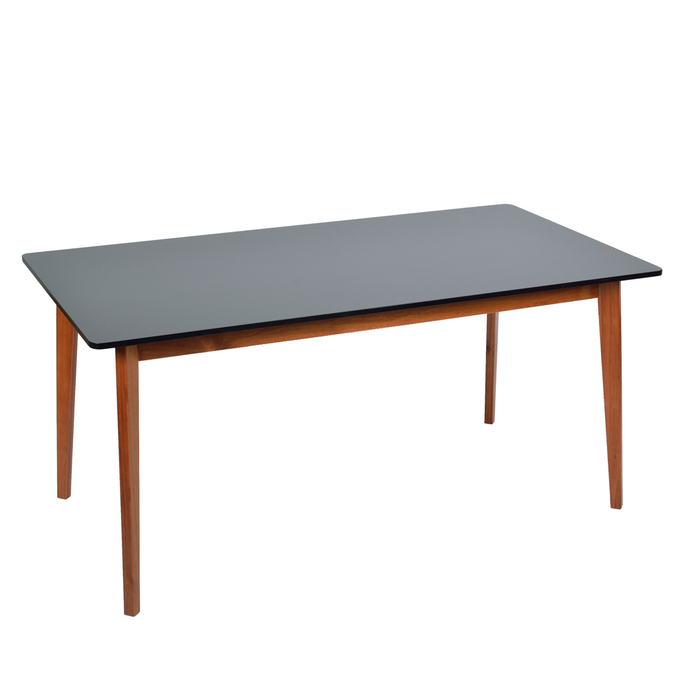 Mesa de Jantar Retangular Tóquio Preta e Castanho 160 cm