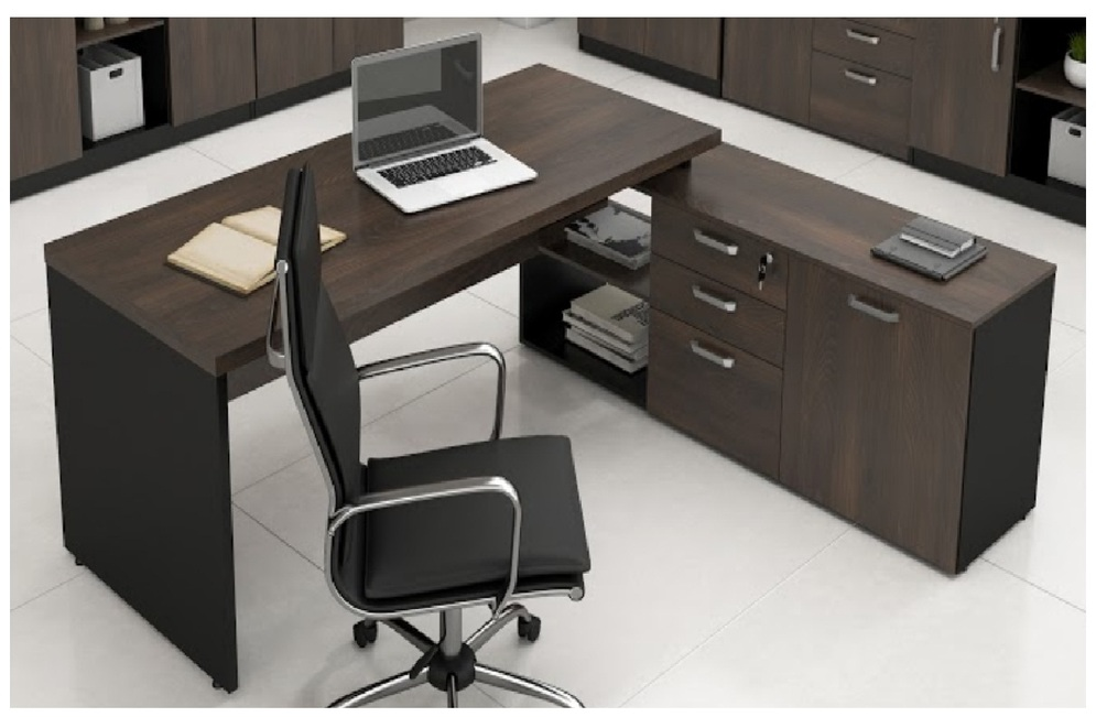 Mesa p/ Escritório em L Web40 1,70m c/ Armário MARSALA/PRETO Mesa p/ Escritório em L Web40 1,70m c/ Armário MARSALA/PRETO