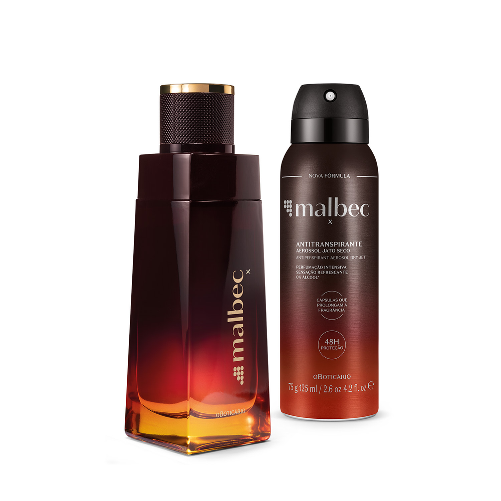 Combo Malbec X: Desodorante Colônia 100ml + Desodorante Antitranspirante 125ml