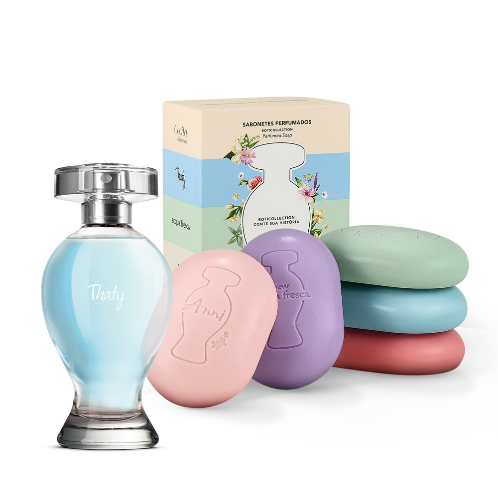 Combo Presente Botticollection: Thaty Desodorante Colônia 100ml + Kit Sabonetes Boticollection 80g Combo Presente Botticollection: Thaty Desodorante Colônia 100ml + Kit Sabonetes Boticollection 80g