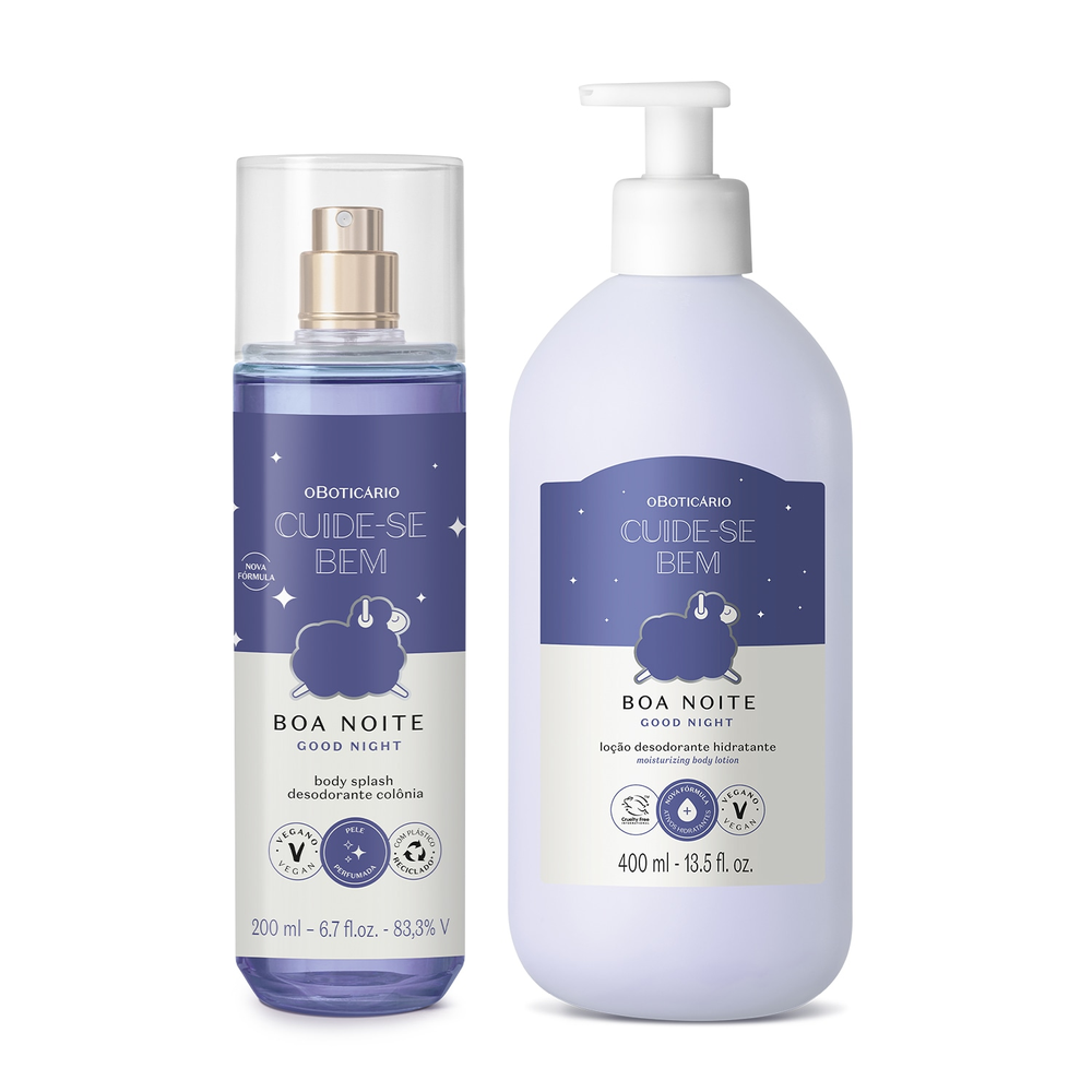 Combo Cuide-se Bem Boa Noite: Body Splash 200ml + Hidratante Desodorante Corporal 400ml Combo Cuide-se Bem Boa Noite: Body Splash 200ml + Hidratante Desodorante Corporal 400ml