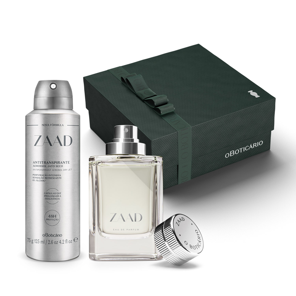 Combo Presente Zaad: Eau de Parfum 95ml + Desodorante 75g/125ml + Caixa de Presente Combo Presente Zaad: Eau de Parfum 95ml + Desodorante 75g/125ml + Caixa de Presente