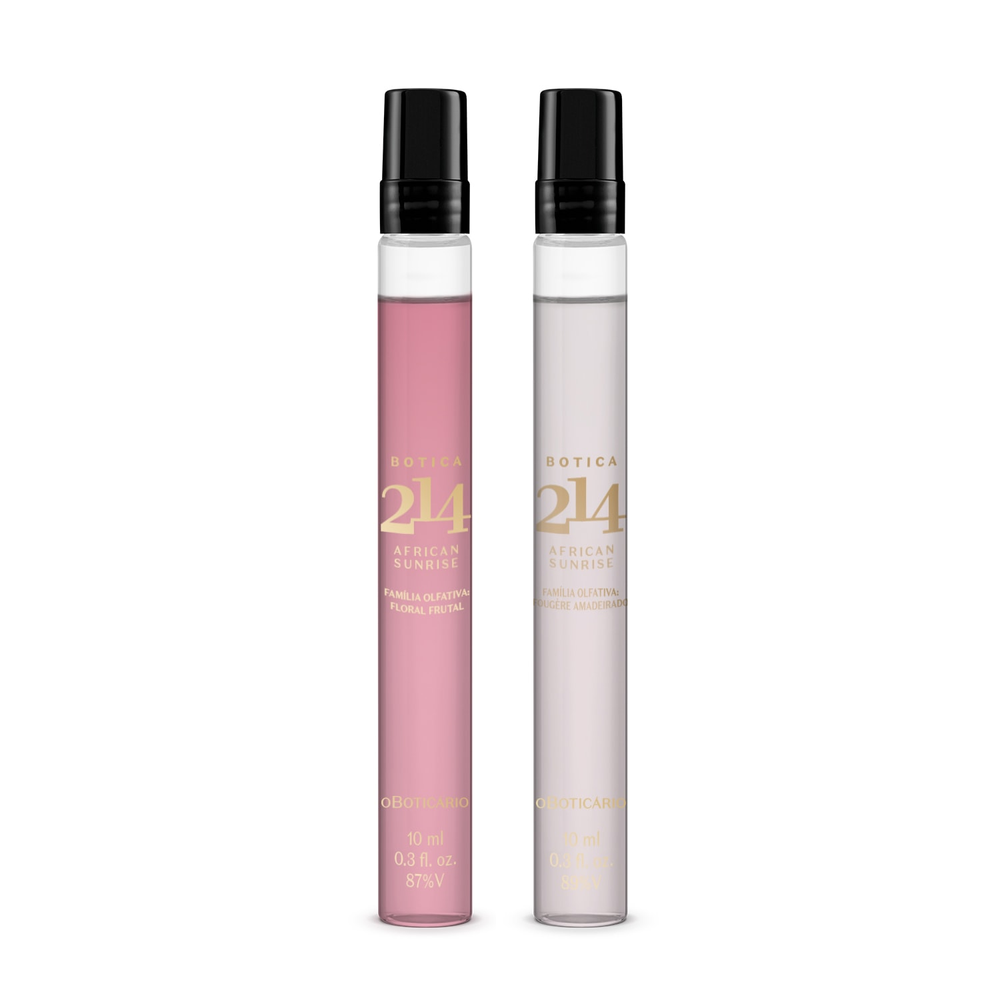 Combo Botica 214 Africa Sunrise Tamanho Viagem : Floral Frutal 10ml + Fougére Aromático 10ml Combo Botica 214 Africa Sunrise Tamanho Viagem : Floral Frutal 10ml + Fougére Aromático 10ml