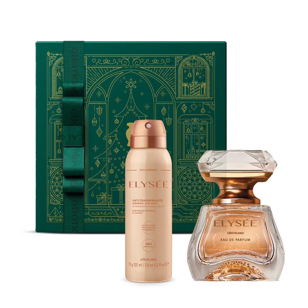 Combo Presente Elysée: Eau De Parfum 50ml + Desodorante Antitranspirante Aerossol 75g + Caixa Presenteável Combo Presente Elysée: Eau De Parfum 50ml + Desodorante Antitranspirante Aerossol 75g + Caixa Presenteável