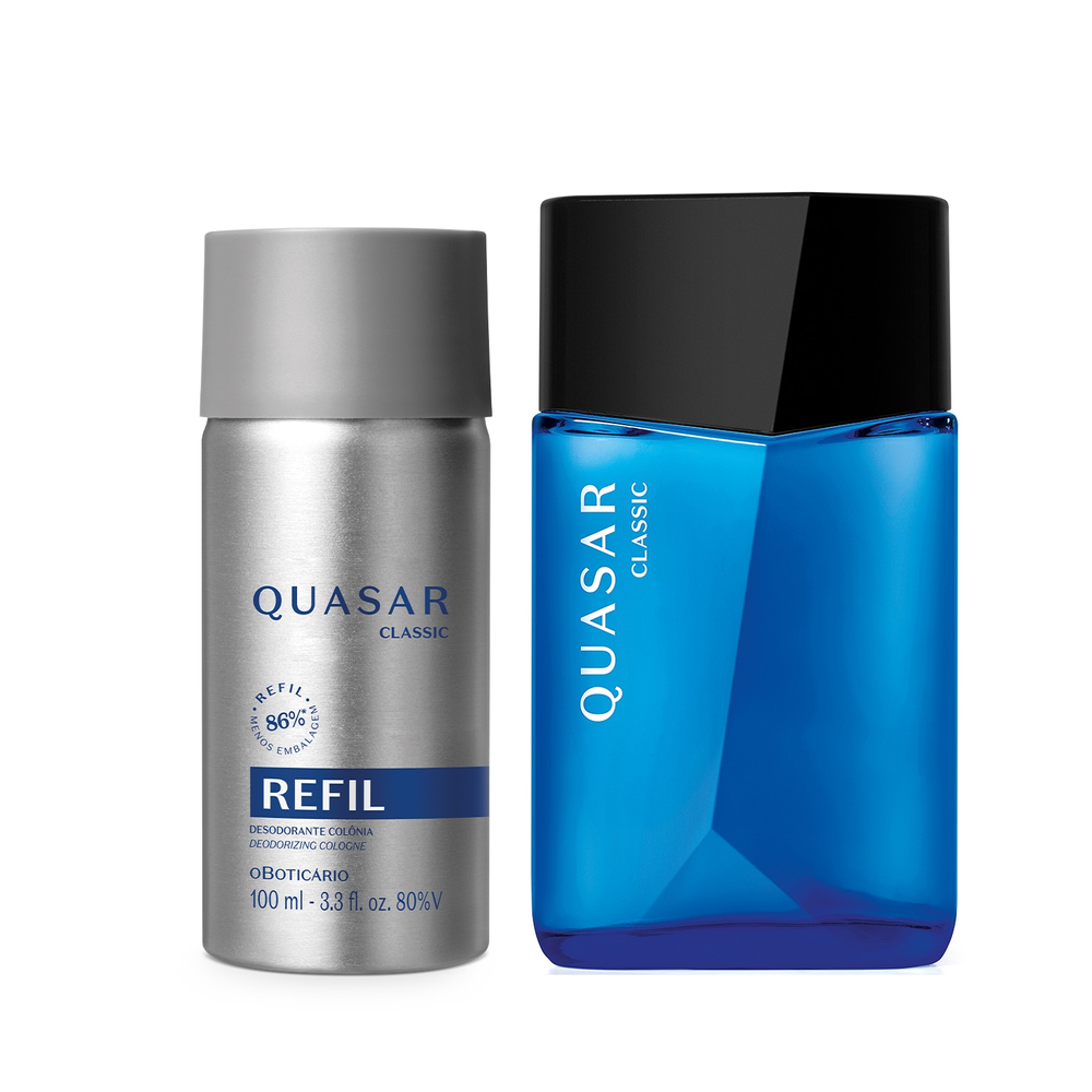 Combo Quasar Classic: Desodorante Colônia 100ml + Refil 100ml Combo Quasar Classic: Desodorante Colônia 100ml + Refil 100ml