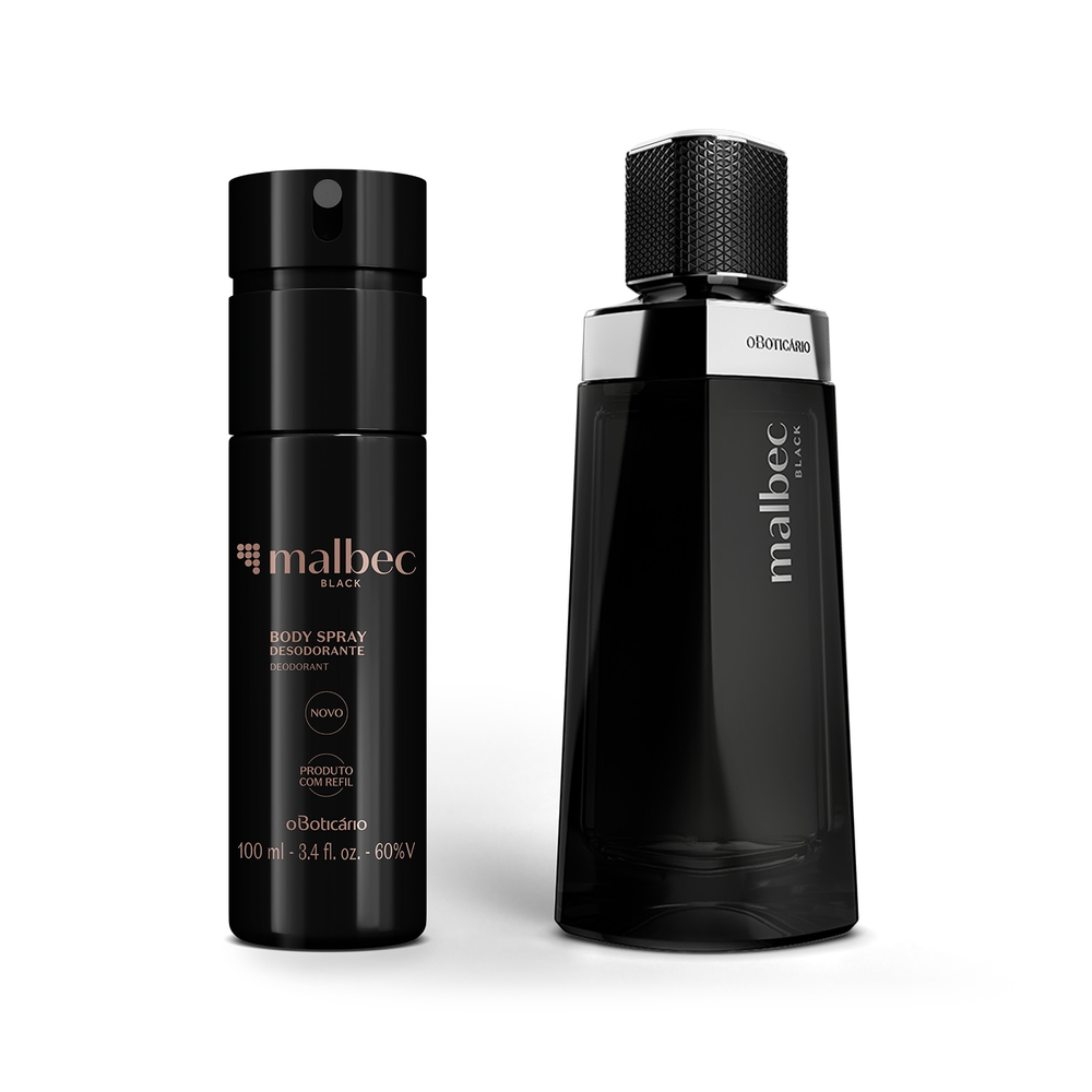 Combo Malbec Black: Desodorante Colônia 100ml + Body Spray 100ml Combo Malbec Black: Desodorante Colônia 100ml + Body Spray 100ml