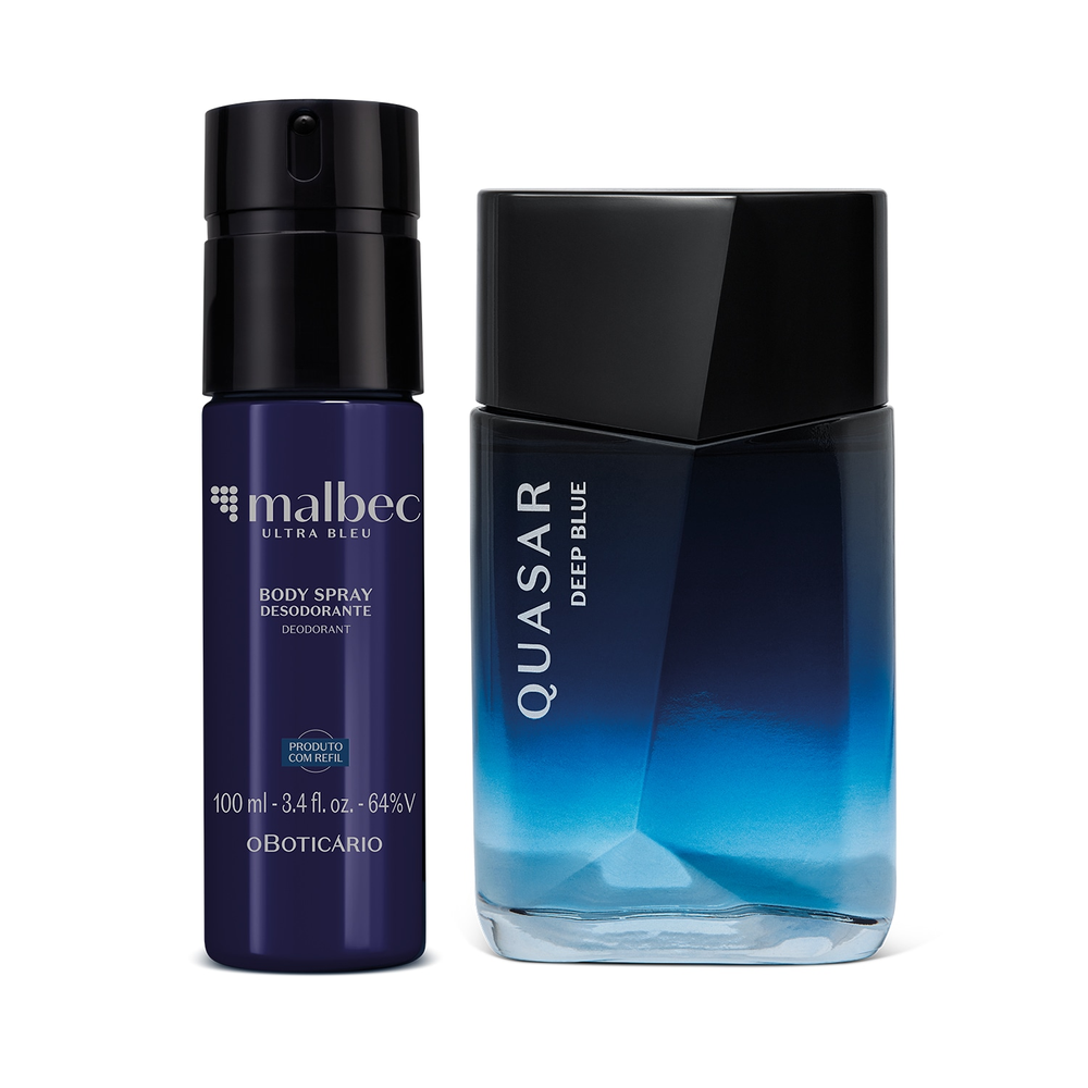 Combo Quasar Deep Blue Desodorante Colônia 100ml + Body Spray Malbec Bleu 100ml Combo Quasar Deep Blue Desodorante Colônia 100ml + Body Spray Malbec Bleu 100ml