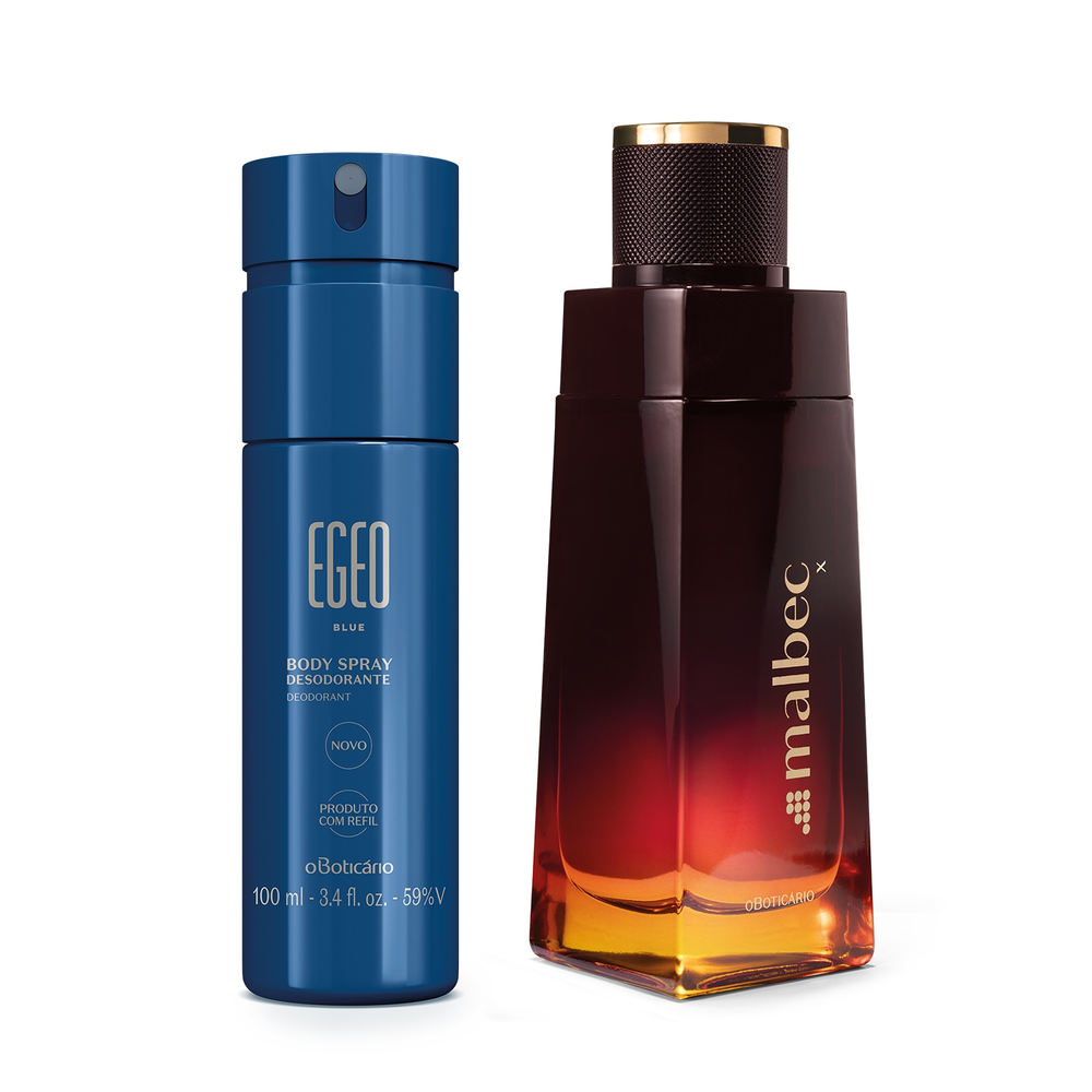 Combo Malbec Desodorante Colônia 100ml + Body Spray Egeo Blue 100ml Combo Malbec Desodorante Colônia 100ml + Body Spray Egeo Blue 100ml