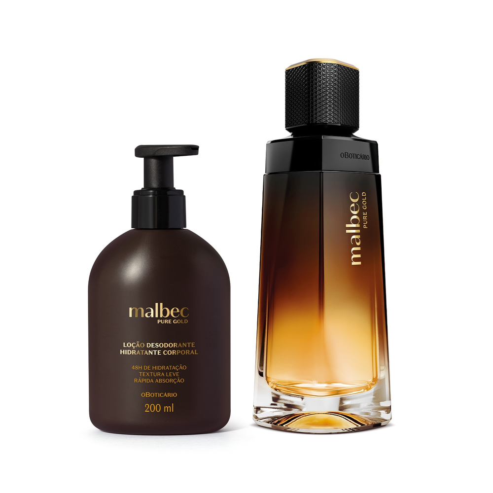 Combo Malbec Pure Gold: Desodorante Colônia 100ml + Loção Corporal 200ml Combo Malbec Pure Gold: Desodorante Colônia 100ml + Loção Corporal 200ml