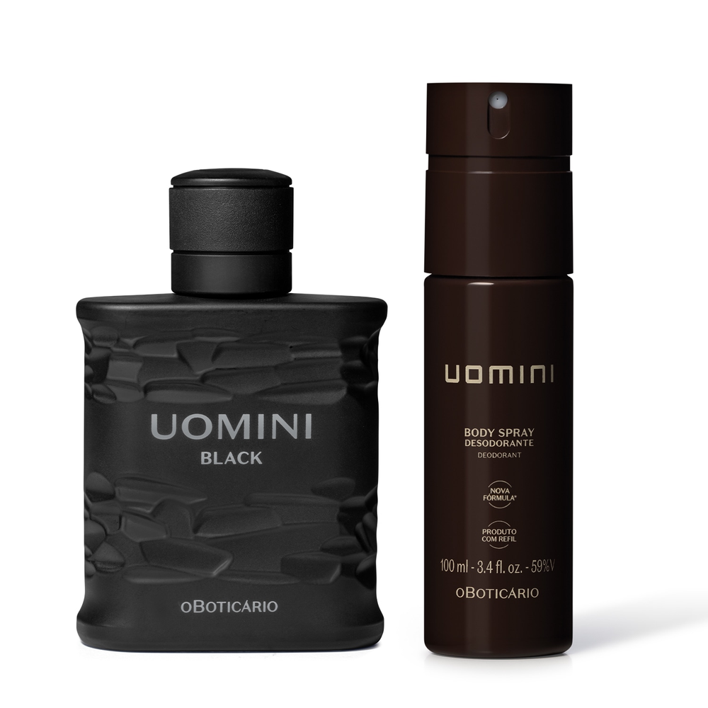 Combo Uomini: Black Desodorante Colônia 100ml + Body Spray 100ml Combo Uomini: Black Desodorante Colônia 100ml + Body Spray 100ml