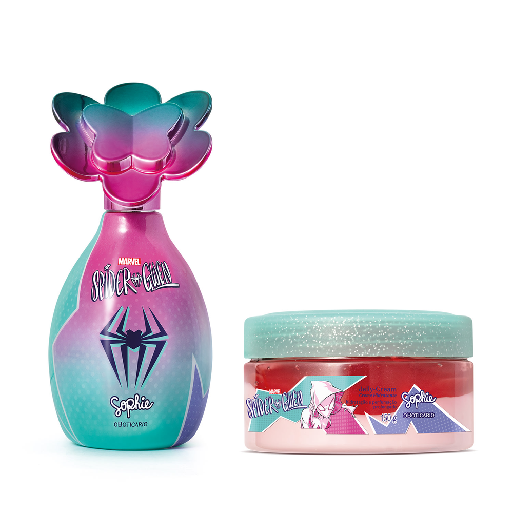 Combo Sophie Spider-Gwen: Colônia Infantil 100ml +Jelly Cream Creme Hidratante 150g Combo Sophie Spider-Gwen: Colônia Infantil 100ml +Jelly Cream Creme Hidratante 150g