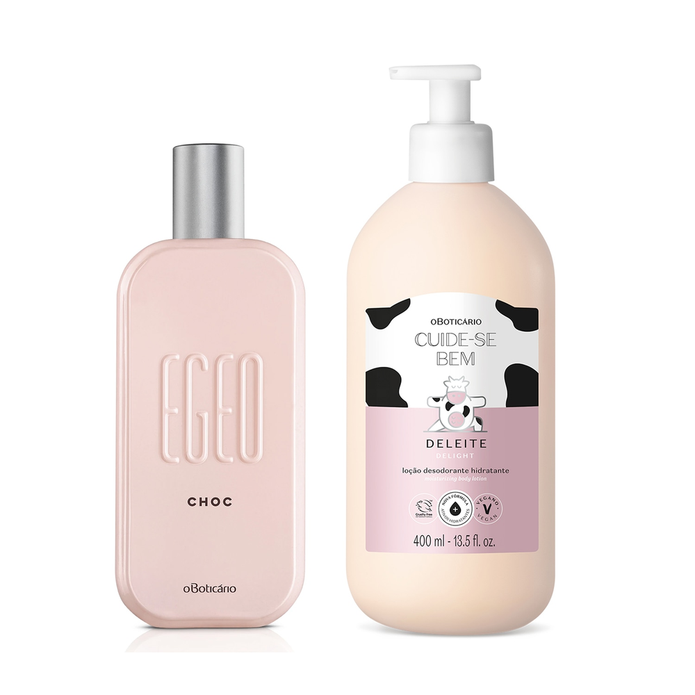 Combo Layering Doçura Divertida: Loção Corporal Cuide-se Bem Deleite 400ml + Egeo Choc Desodorante Colônia 90ml