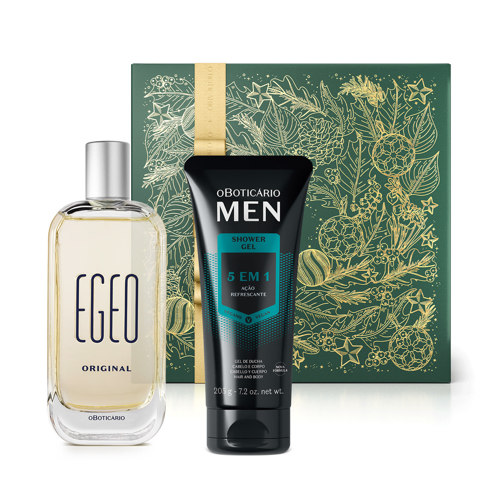 Combo Presente Egeo Original: Desodorante Colônia 90ml + Shower Gel 5 em 1 Men 205g + Caixa Presenteável