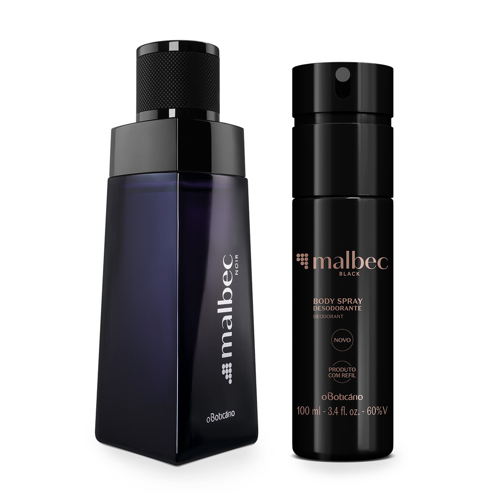 Combo Malbec: Noir Desodorante Colônia 100ml + Desodorante Body Spray Black 100ml Combo Malbec: Noir Desodorante Colônia 100ml + Desodorante Body Spray Black 100ml