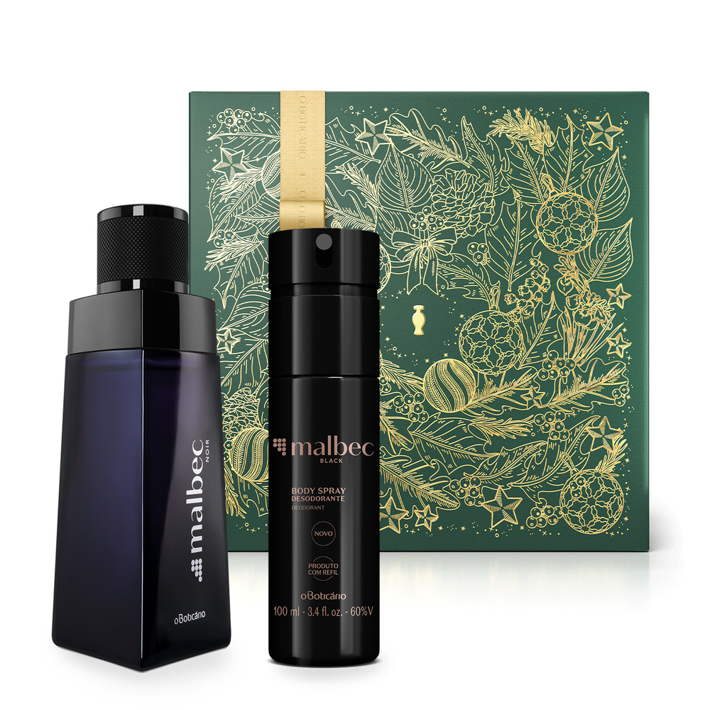 Combo Presente Malbec: Noir Desodorante Colônia 100ml + Desodorante Body Spray Black 100ml + Caixa Presenteável Combo Presente Malbec: Noir Desodorante Colônia 100ml + Desodorante Body Spray Black 100ml + Caixa Presenteável