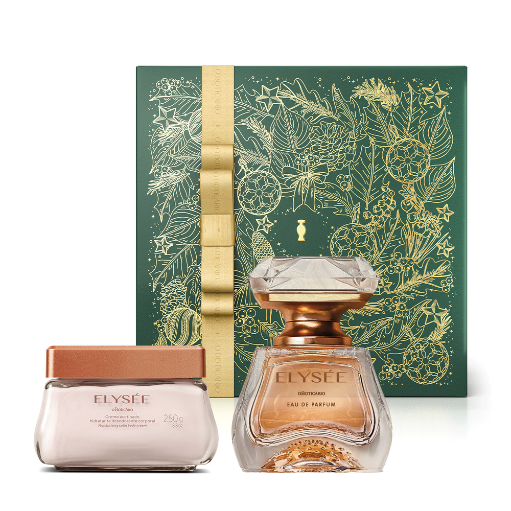 Combo Presente Elysée: Eau de Parfum 50ml + Creme Acetinado Hidratante Desodorante Corporal 250g + Caixa Presenteável Combo Presente Elysée: Eau de Parfum 50ml + Creme Acetinado Hidratante Desodorante Corporal 250g + Caixa Presenteável