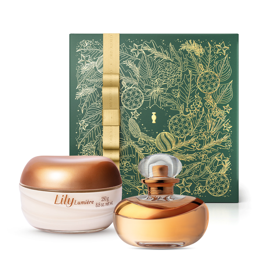 Combo Presente Lily Lumière: Eau De Parfum 75ml + Creme Acetinado Hidratante Desodorante Corporal 250g + Caixa Presenteável Combo Presente Lily Lumière: Eau De Parfum 75ml + Creme Acetinado Hidratante Desodorante Corporal 250g + Caixa Presenteável