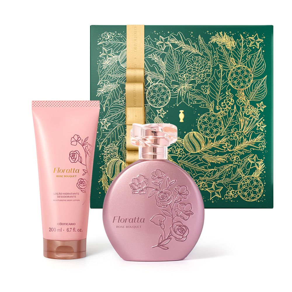 Combo Presente Natal Floratta Rose Bouquet: Desodorante Colônia 75ml + Loção Corporal 200ml + Caixa De Presente Combo Presente Natal Floratta Rose Bouquet: Desodorante Colônia 75ml + Loção Corporal 200ml + Caixa De Presente