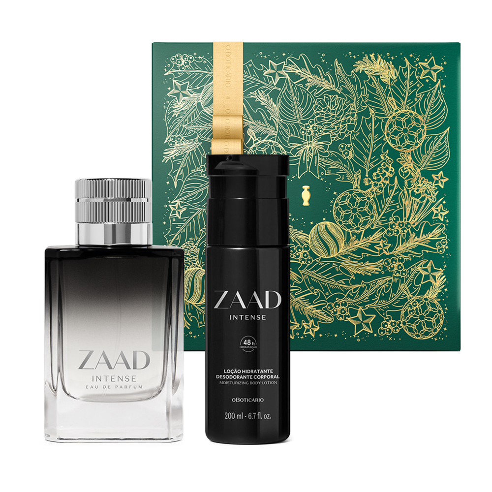 Combo Presente Natal Zaad Intense: Eau De Parfum 95ml + Loção Corporal 200ml + Caixa de Presente