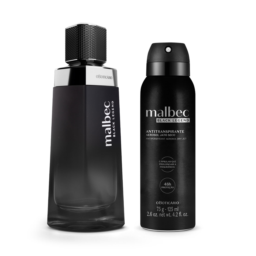 Combo Malbec Black Legend: Desodorante Colônia 100ml + Desodorante Antitranspirante 75g/ 125ml Combo Malbec Black Legend: Desodorante Colônia 100ml + Desodorante Antitranspirante 75g/ 125ml