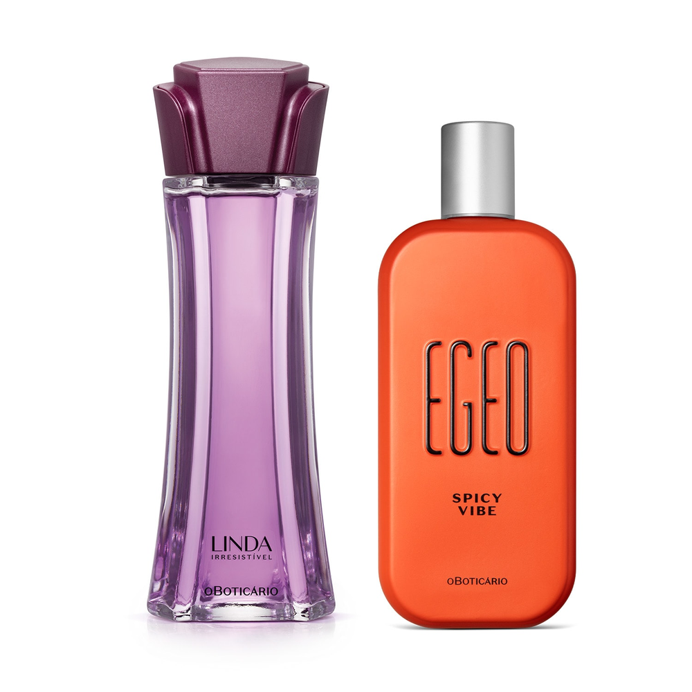 Combo Perfumaria: Egeo Spicy Vibe 90ml + Linda Irresistível 100ml Combo Perfumaria: Egeo Spicy Vibe 90ml + Linda Irresistível 100ml