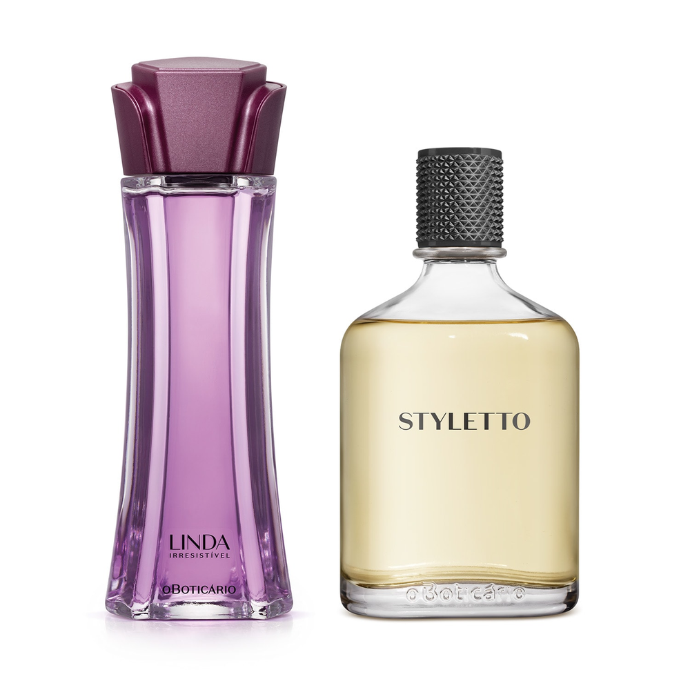 Combo Perfumaria Casal: Boticollection Styletto 100ml + Linda Irresistível 100ml Combo Perfumaria Casal: Boticollection Styletto 100ml + Linda Irresistível 100ml